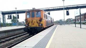GBRf Class 73 (73962- "Dick Mabbutt") departs Derby with 2 tone horn