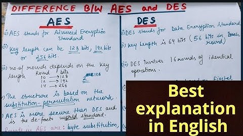 AES vs DES in English | Difference between AES and DES in English | Cryptography & Network Security