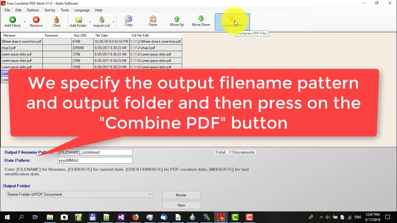 How to combine PDF with Free Combine PDF 4dots - YouTube
