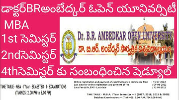డాక్టర్BRఅంబేద్కర్ ఓపెన్ యూనివర్సిటీ MBA1st సెమిస్టర్2ndసెమిస్టర్4thసెమిస్టర్ కు సంబంధించిన షెడ్యూల్