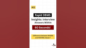 #21 Difference between WHERE and HAVING clause | DBMS Interview Questions #shorts #ytshorts #dbms