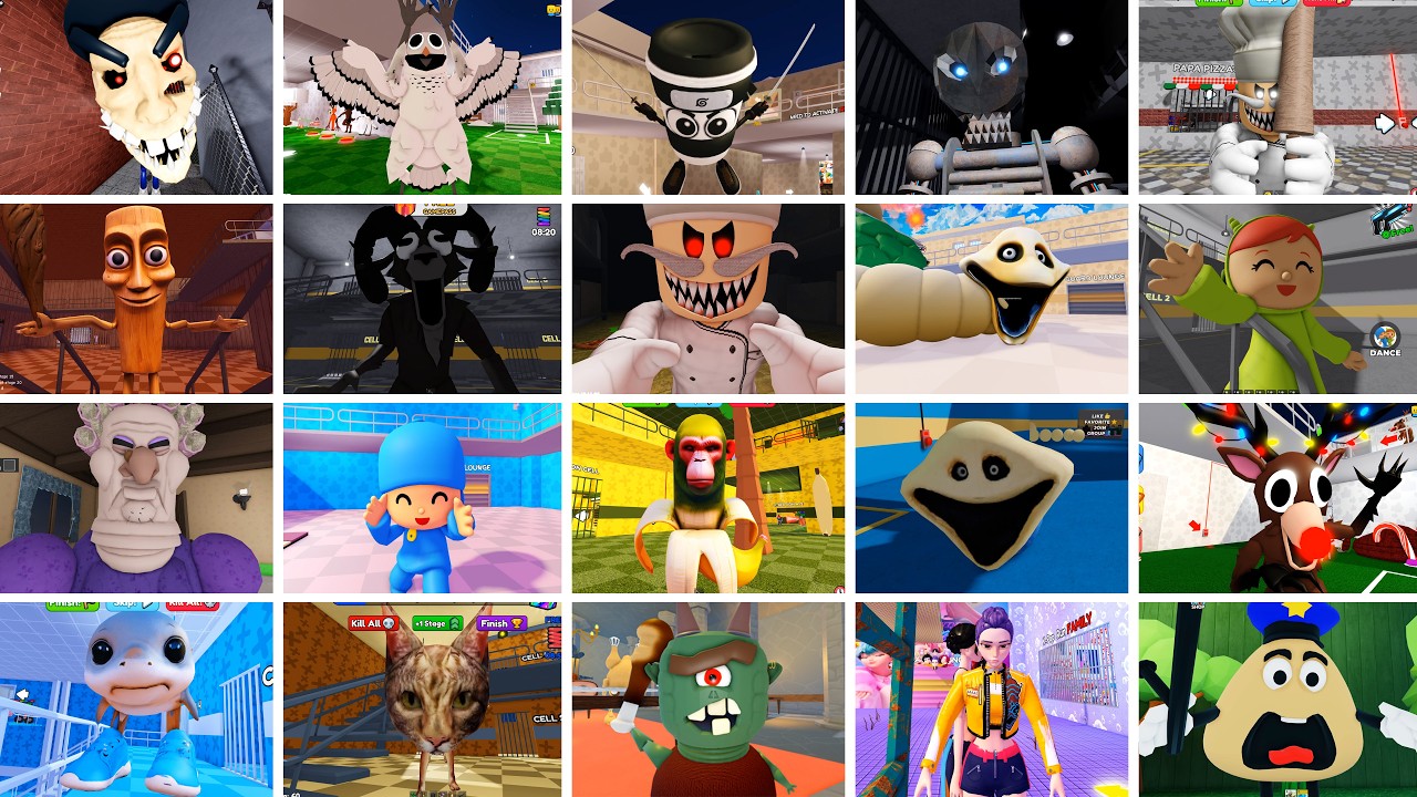 SIR SCARY'S MANSION,99 NIGHTS IN FORESTCAPPUCCINO ASSASSINO,Wilson's PRISON, ROBLOX JUMPSCARES