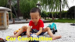 Car Construction - Construction Cranes Trucks Working in the Garden with MC Queen Cars by HT BabyTV