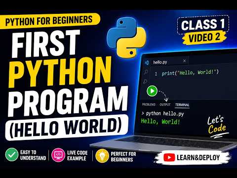 Python Tutorial for Beginners | Class 1 | First Python Program (Hello World) | Learn Python in Hindi