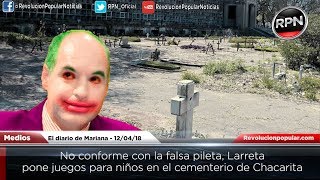 No conforme con la falsa pileta, Larreta pone juegos para niños en el cementerio de Chacarita