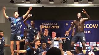 Didier Deschamps gets a soaking in his press conference as his World Cup-winning players burst in!