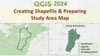 creating shapefile and study area map for any location | latest tutorial using qgis