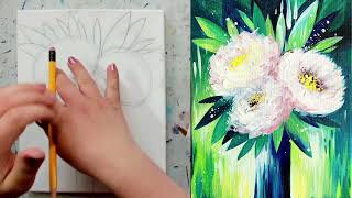 Soft Pink Flowers - Acrylic Painting Tutorial | Learn to paint with step-by-step instructions screenshot 4
