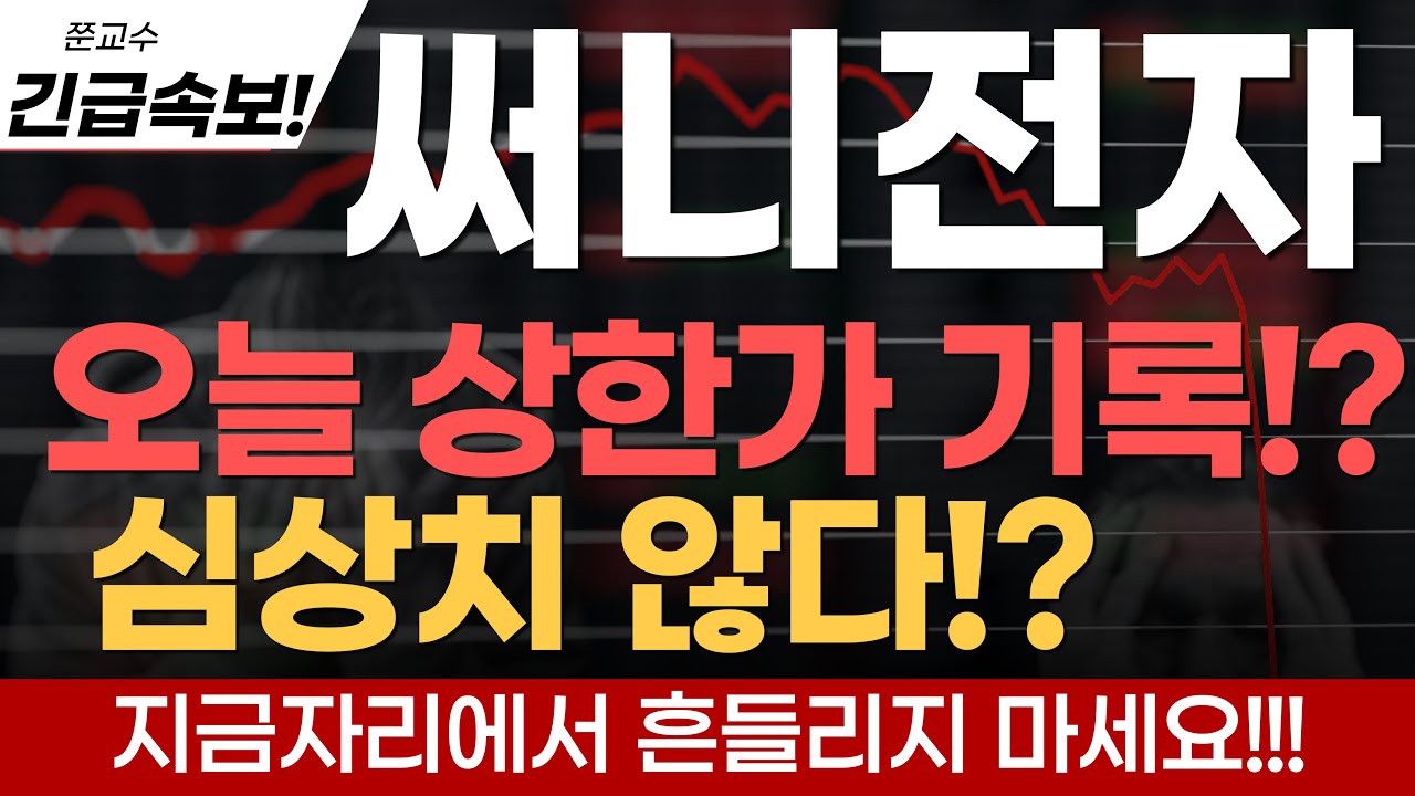 써니전자 주가전망] 긴급속보!!! 오늘 상한가 기록!? 심상치 않다!? - YouTube
