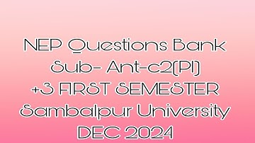 +3 FIRST SEMESTER Anthropology Minor Core 2 Paper1 Sambalpur University Dec 2024