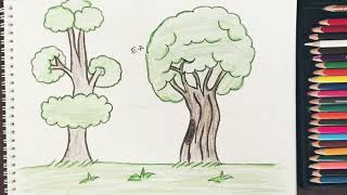 رسم شجره بطريقه سهله وبسيطه /How to draw a tree #draw_tree #رسم_شجره #شخصيات_كرتون