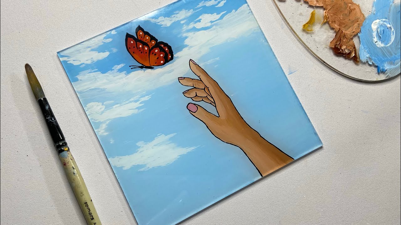 My first glass painting/acrylic painting on glass/76 YouTube