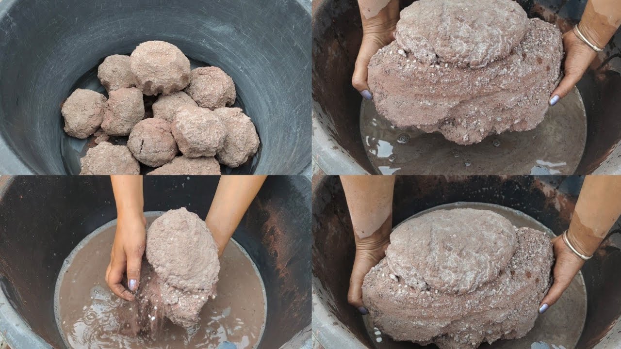 Sa Asmr/ red dirt with white concrete dusty 🌪️ dry and water 💦 crumbling