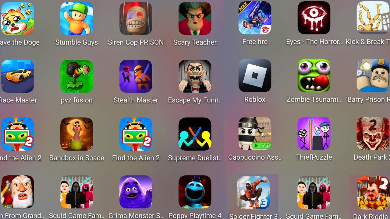 Grimace Monster Scary Survival,Free Fire,Siren Cop's Prison,Poppy Playtime 4,Roblox,Eyes The Horror