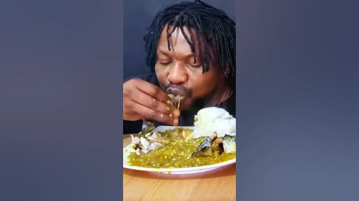 Asmr mukbang eating okar soup and pounded yam fufu