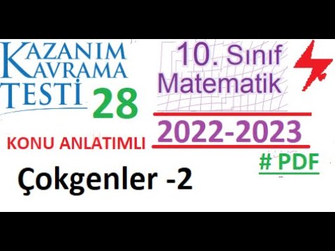 10. Sınıf | Kazanım Testi 28 | Çokgenler 2 | MEB | 2022 2023 | Matematik | YKS | eba | OGM materyal