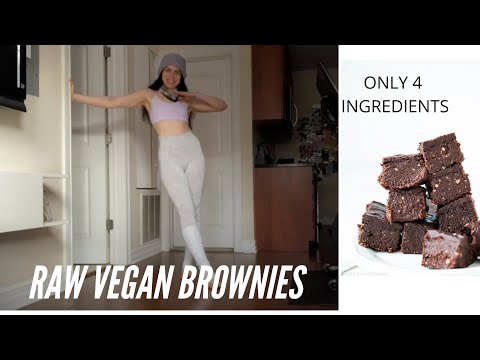how to make super easy no bake raw vegan brownies | only 4 ingredients needed ????