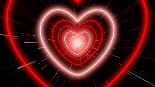 Neon Heart Tunnel❤️Red Heart Background | Neon Lights Background Effect | Heart Moving Background