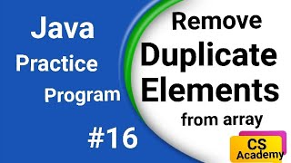 Remove Duplicate elements in Array | Java Practice program