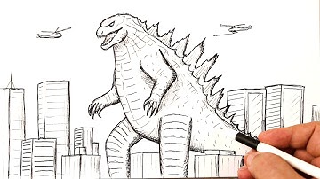 How to draw a Godzilla in city