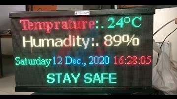 KTI Temperature Humidity Display + Digital Clock  Display Board  Multi color- Full Matrix