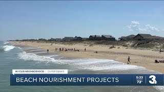Beach nourishment equipment being staged in Nags Head for summer project