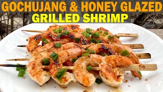 KOREAN GRILLED SHRIMP: Gochujang Honey Glazed Shrimp on a Weber Q Grill