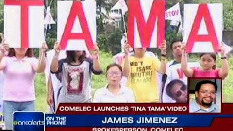 Comelec Spokesperson James Jimenez talks to ANC about "Tina Tama" Video