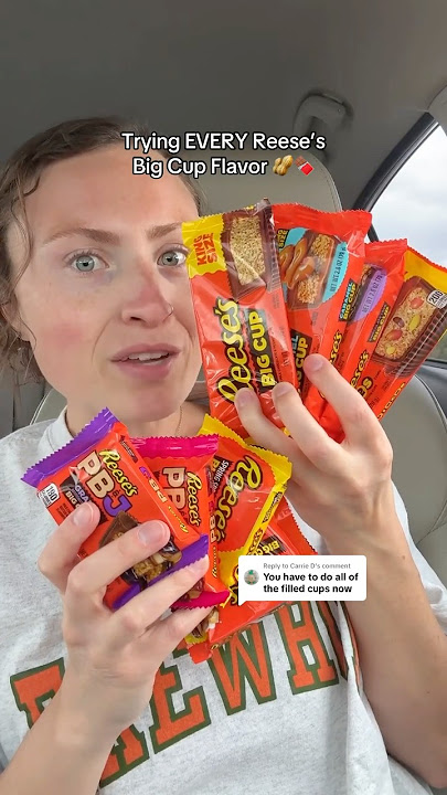 trying EVERY Reese's BIG CUP! (I found 8) 🥜🍫 #reeses #candy #peanutbutter