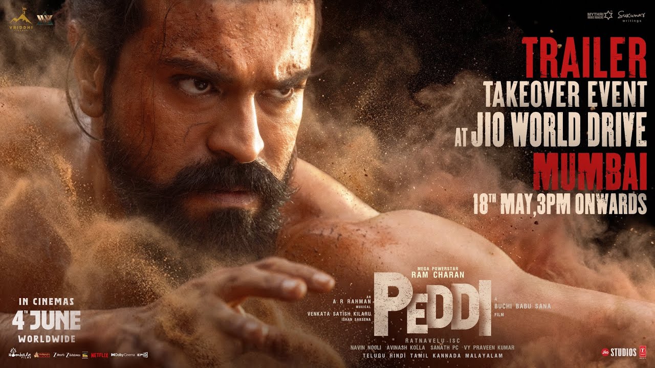 PEDDI Trailer Takeover event on May 18th at JIO WORLD DRIVE, Mumbai 3PM Onwards ❤️‍🔥  Ram Charan