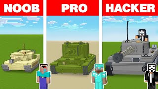 Minecraft NOOB vs PRO vs HACKER: ARMY TANK HOUSE BUILD CHALLENGE in Minecraft Animation