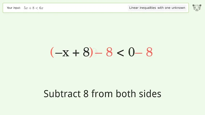 Solving Linear Inequalities: 5x+8 is Smaller Than 6x