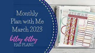Monthly Plan with Me | March 2023 | Plum Paper Vertical Columns | Ft. Monarch Plans