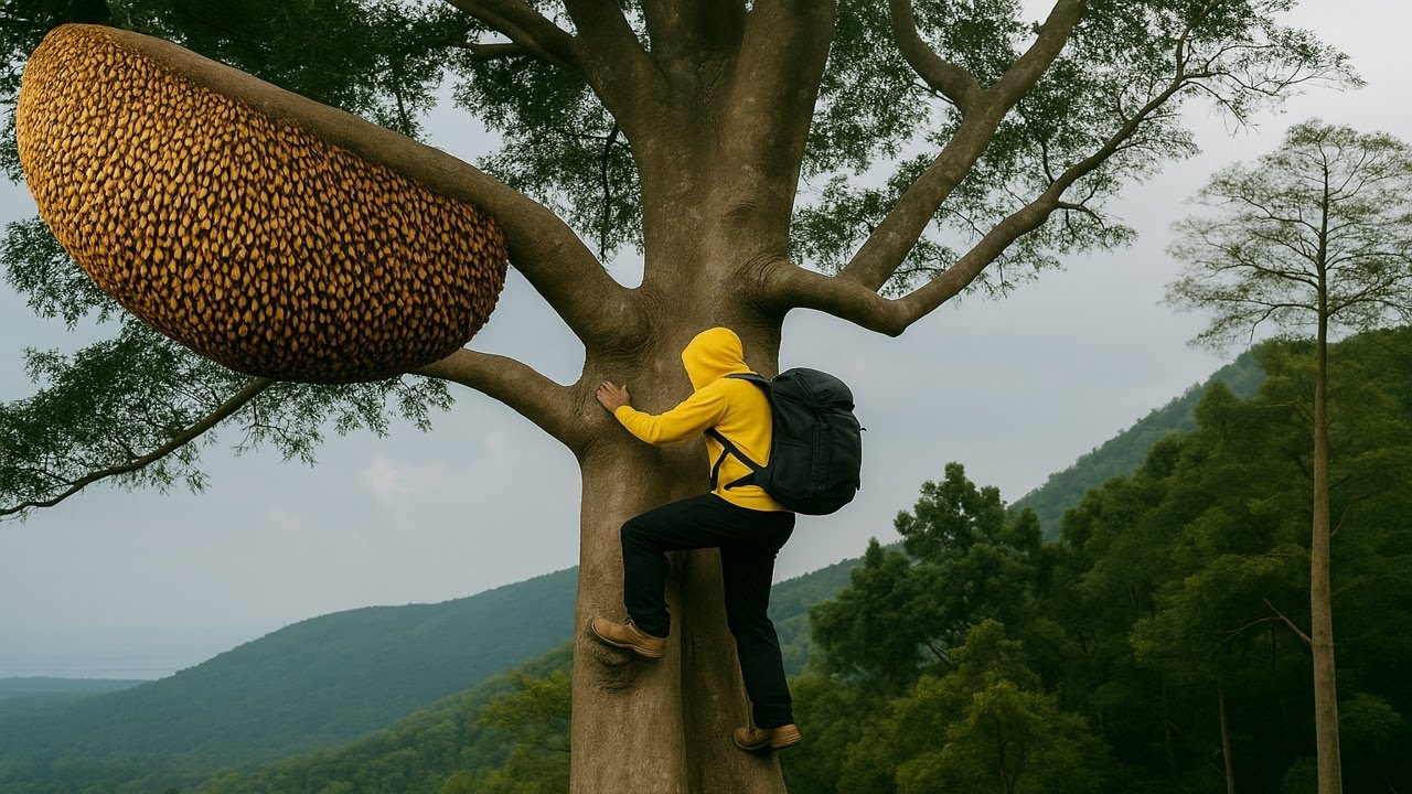UNBELIEVABLE Giant Wild Bee Nest — Jungle Hunters Use Smoke to Harvest Honey