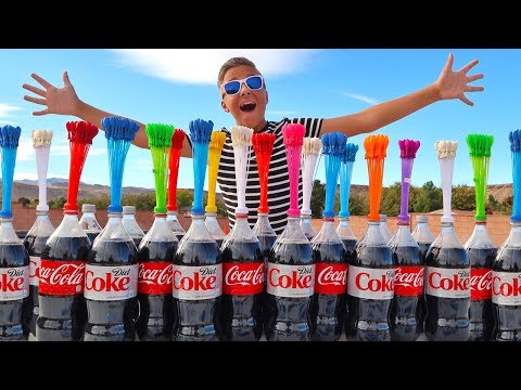 COKE AND MENTOS VS Silly WATER BALLOONS Project!