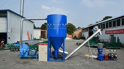 Poultry feed crusher machine with mixer machine, feed pellet machine