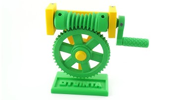 3D-printed fully functional hand-cranked throated worm drive model