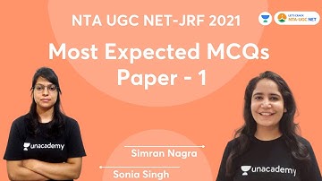Most Expected MCQs | Paper - 1 | NTA UGC NET - JRF 2021 | by Sonia Singh and Simran Nagra