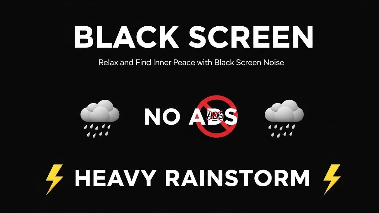 🔴 Heavy Rain and Thunder Sounds for Sleeping - Black Screen | Thunderstorm Sleep Sounds