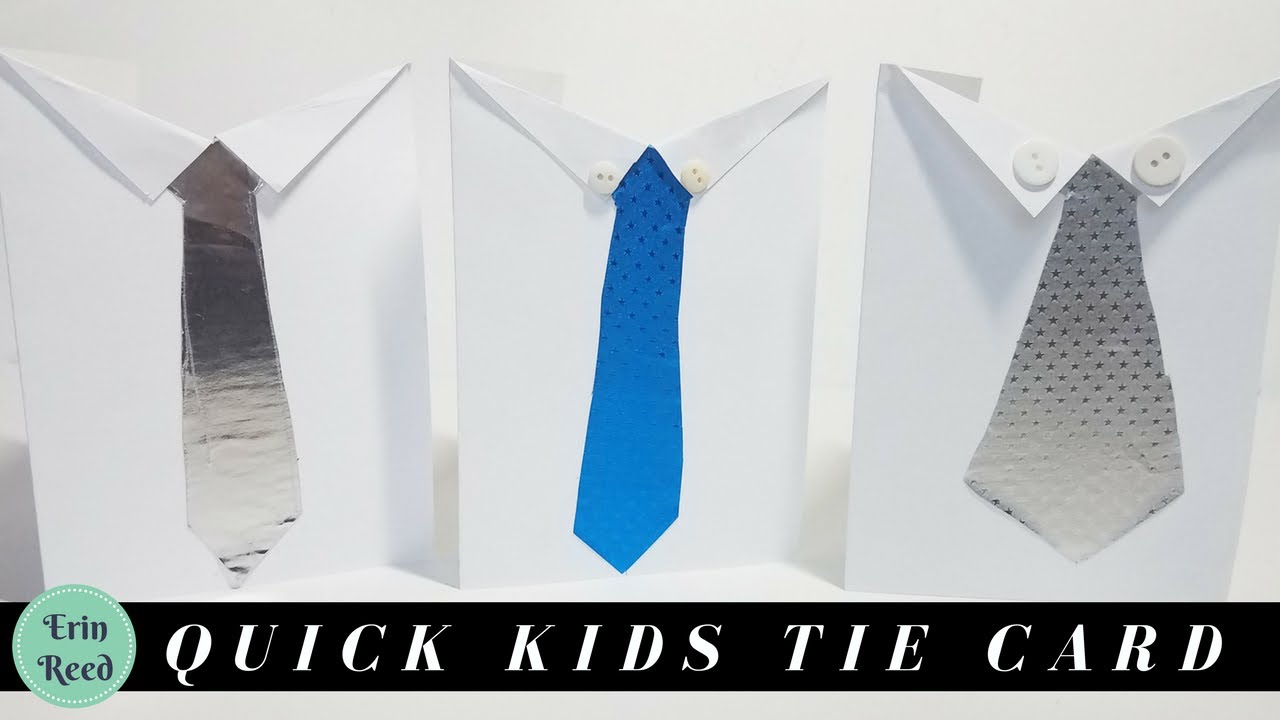 Fast & EASY Kids Father's Day Tie Card with FREE Printable - YouTube