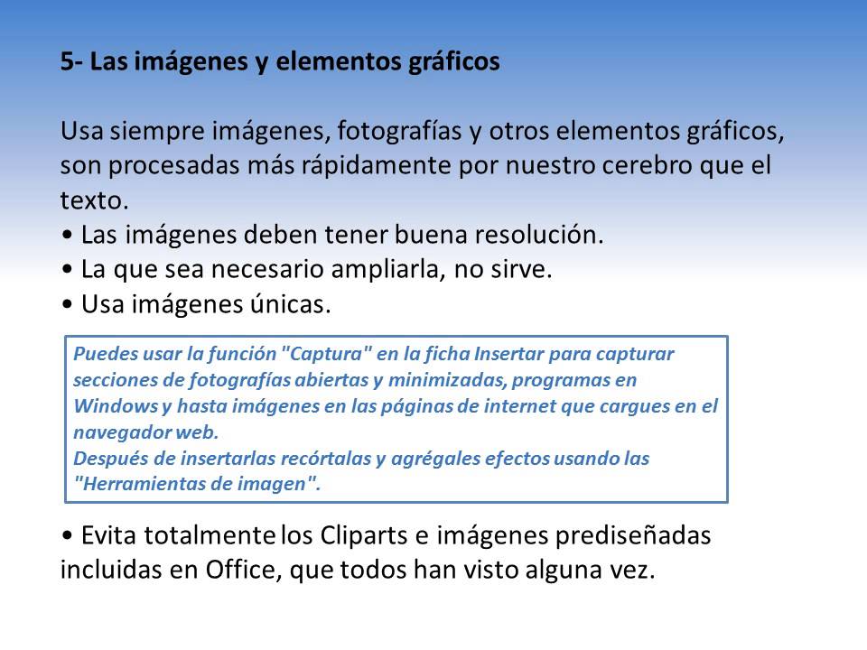 Normas para presentaciones en power point