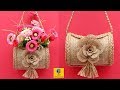 DIY Wall Hanging Flower Vase with Jute | Flower pot Using Jute Rope | Wall Decor Jute Craft Idea