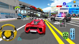 🚨 Red Supercar vs Police Car & Car Transporter | 3D Driving Class Gameplay 🚗🔥 screenshot 1