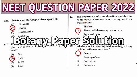 NEET 2022 Question Paper Complete Solved || Biology Botany Solution || Part 1