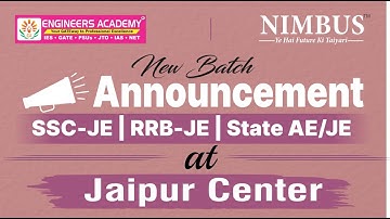 📢 New Batch Announcement for SSC JE | RRB JE And State AE/JE Exam at Jaipur Center #engineersacademy