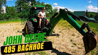 John Deere 485 Backhoe mounting after sitting all winter.