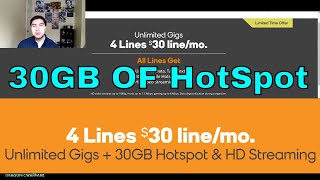 4 lines for $30 Each 30GB Hotspot and 35GB HD Unlimited Data Before Deprioritization (Boost Mobile)