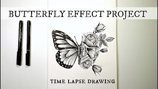 Butterfly Effect (Set 2) - رسم فراشة مع الزهور