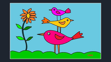How to draw Simple Drawing / Bird scenery Drawing / Ms Paint Art - Creator Work Space.