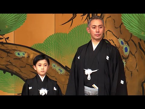 市川海老蔵、「期待に応えられる團十郎に」 勸玄君と襲名披露興行の演目発表(記者会見 十三代目市川團十郎白猿襲名披露 八代目市川新之助初舞台/市川海老蔵 堀越勸玄)